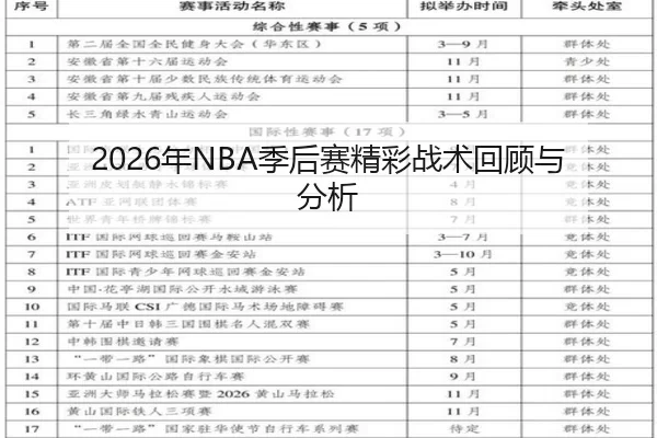 2026年NBA季后赛精彩战术回顾与分析